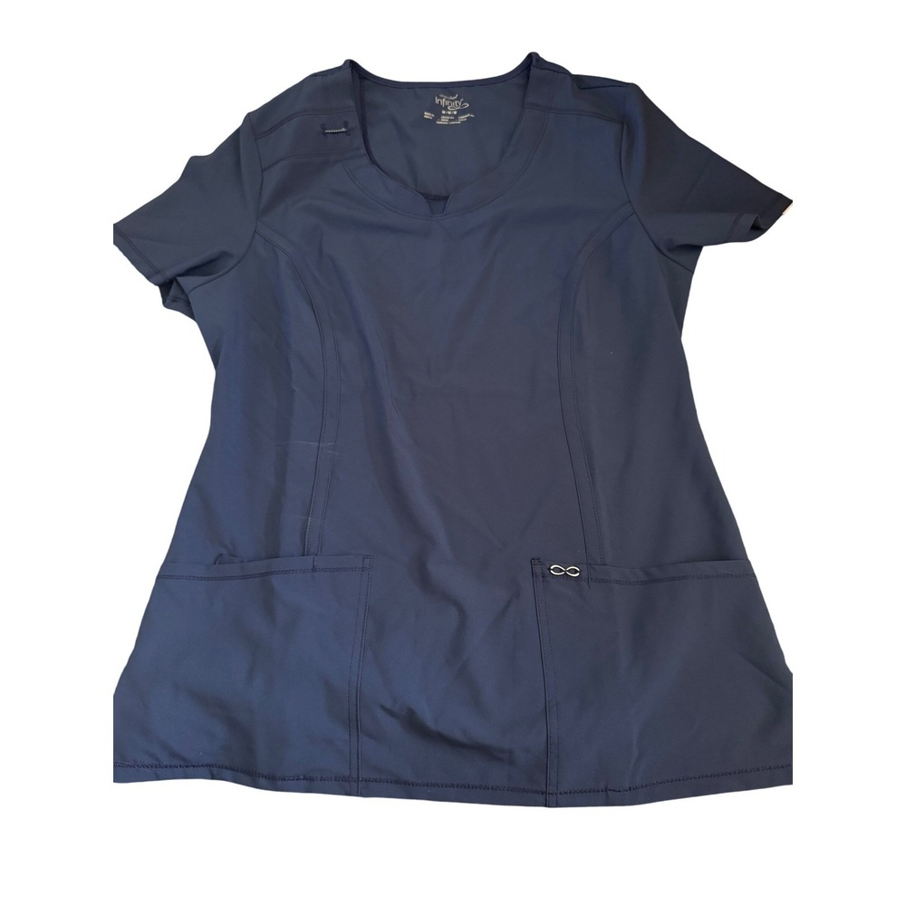 Cherokee Infinity Women's Scrub Top Navy Blue Size Moisture-Wicking New W/0 tCS